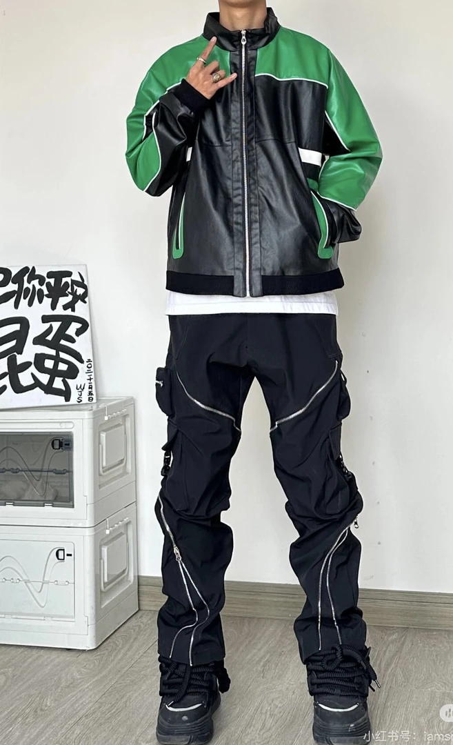 D06-31251-DAE春秋款时尚拼色设计宽松百搭立领外套