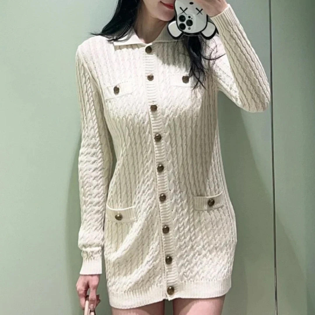 99新 Prada/普拉达 米白色针织连衣裙40码