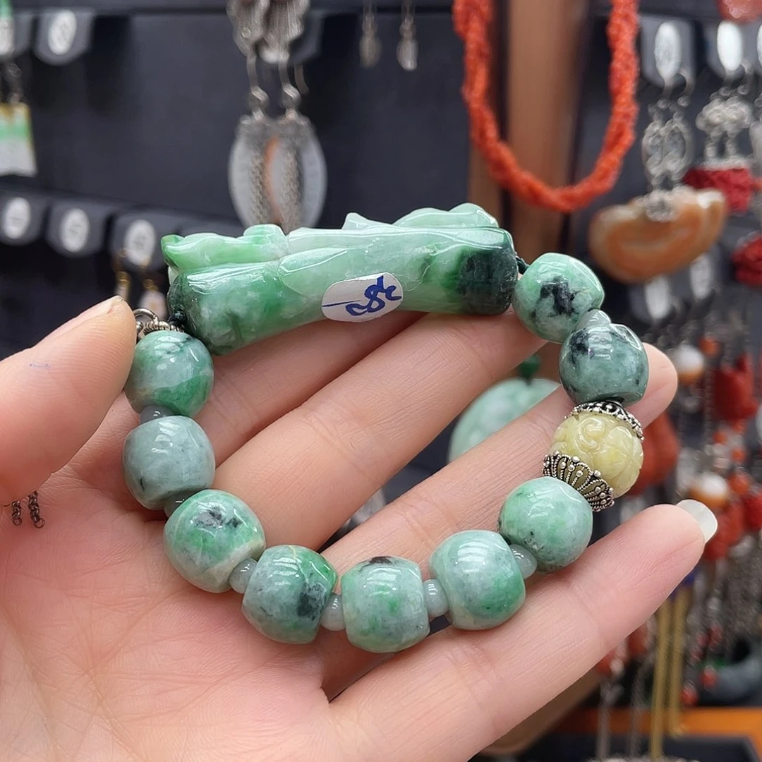 翡翠手链银S925镶嵌墨***浅599gbnhhhb