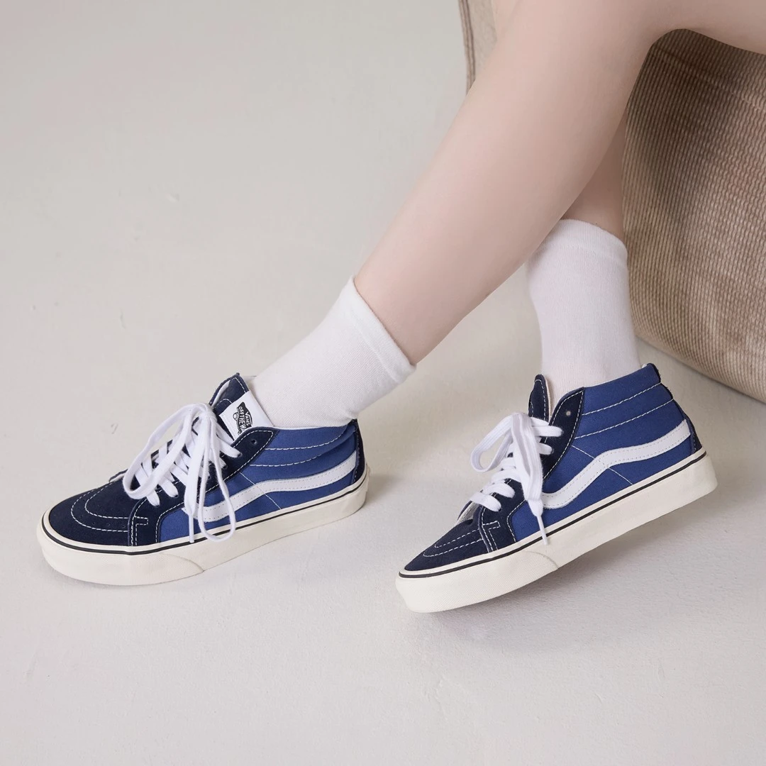 VANS范斯小个子女鞋官方正品牛仔蓝中帮透气休闲板鞋VN0A391F5TU