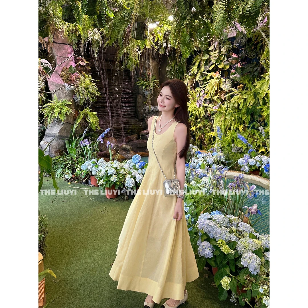 【LIUYI】月光女神~夏季无袖收腰显瘦连衣裙53273