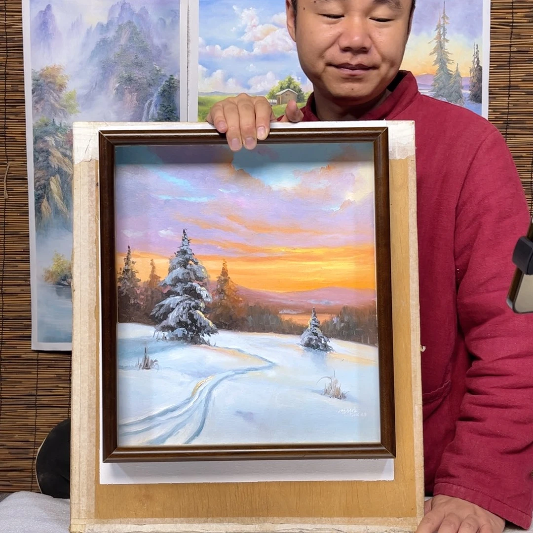 油画行路人小院绘画作品竞拍