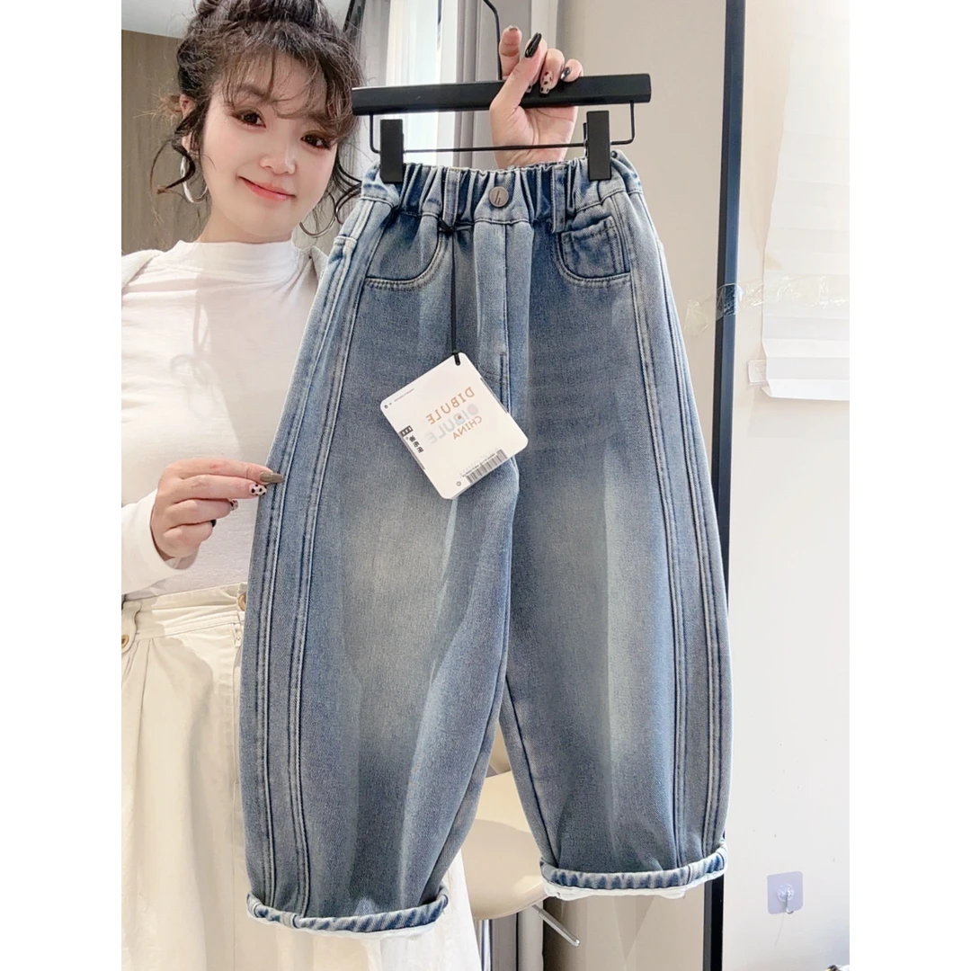 【主播定制高品年款】加密加厚儿童加绒冬季保暖男女童弯刀休闲裤