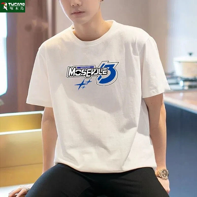 啄木鸟2025夏季新款休闲短袖T恤短袖男士圆领宽松百搭半袖上衣