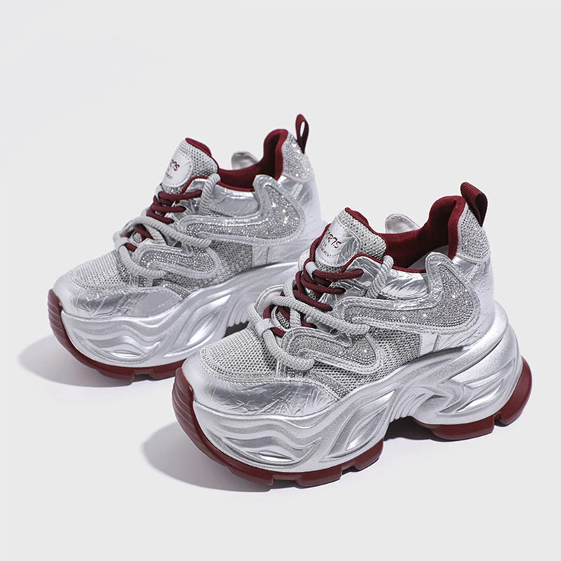 【五】欧货厚底老爹鞋2025新款春季烫钻百搭绑带舒适运动休闲爆款鞋