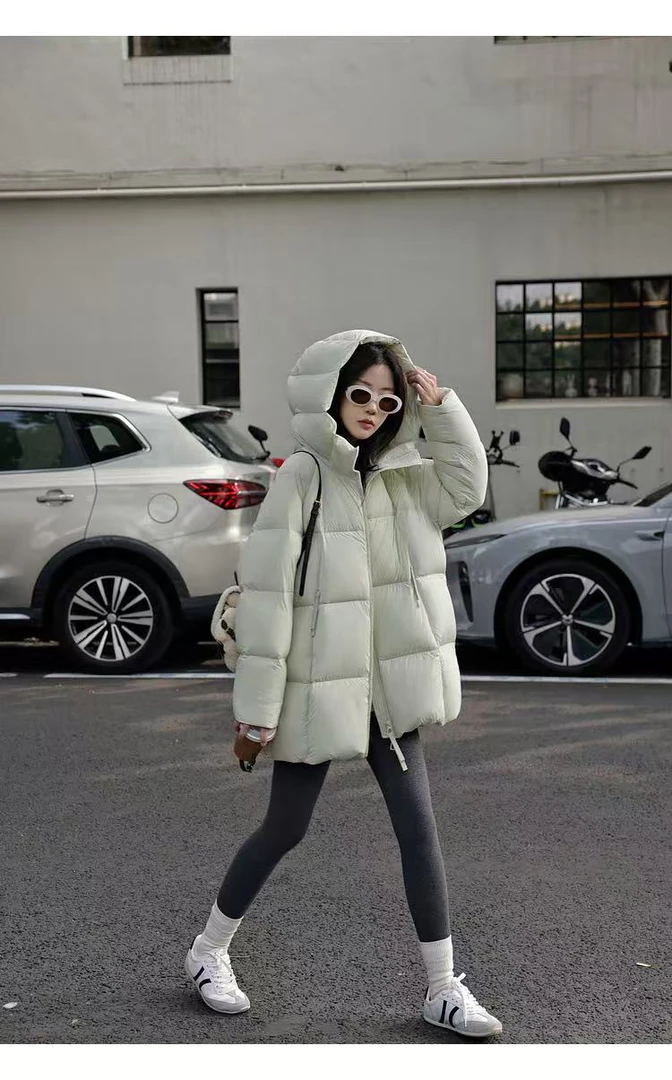 云朵泡芙90白鸭绒无胆时尚中长款羽绒服