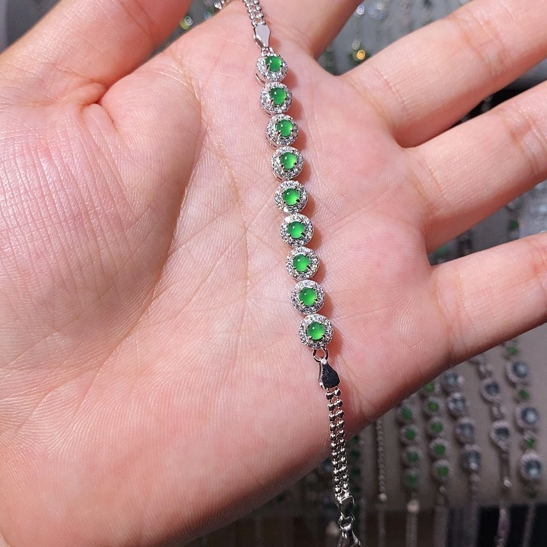 翡翠银S925镶嵌手链