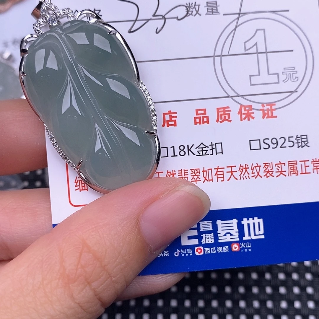 顺***风翡翠银S925镶嵌颈饰