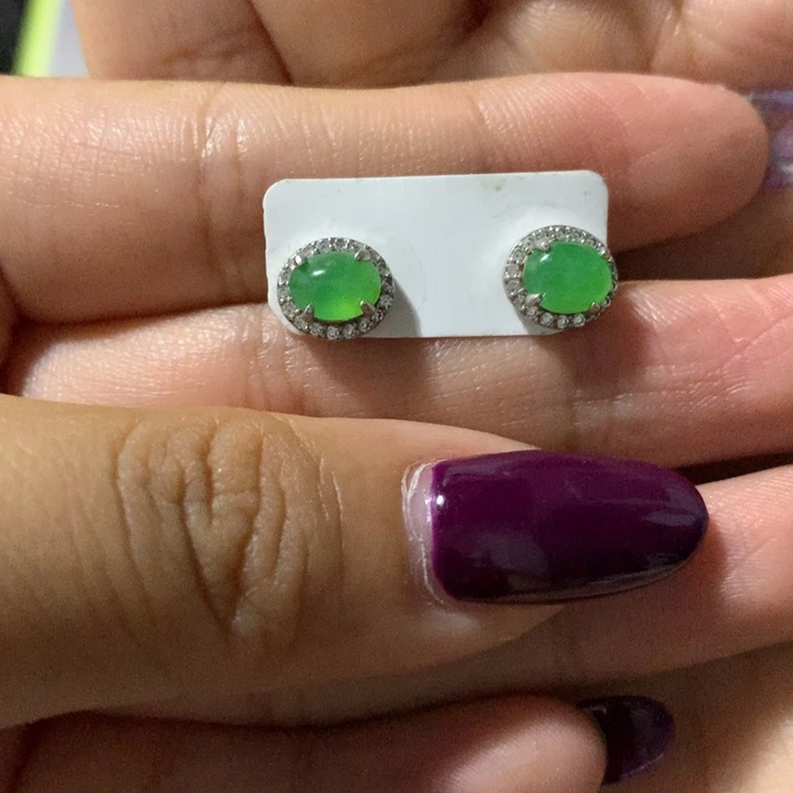 银S925镶嵌翡翠耳饰