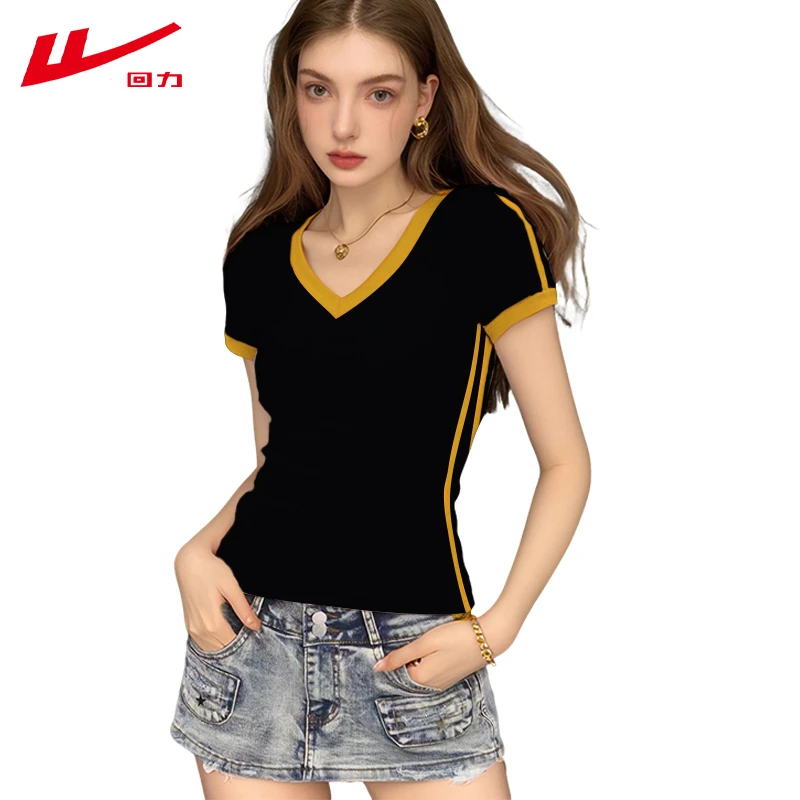 回力短袖夏季甜辣妹冷淡系棉T恤女生减龄多巴胺夏装慵懒风插色
