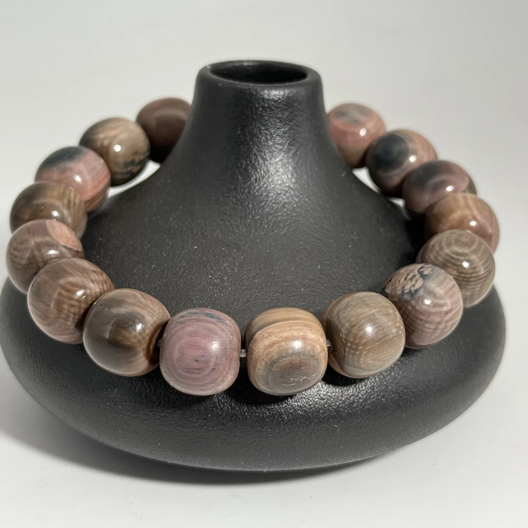 猛犸牙特色水墨粉老型单圈手串11+*11mm假一罚四X805