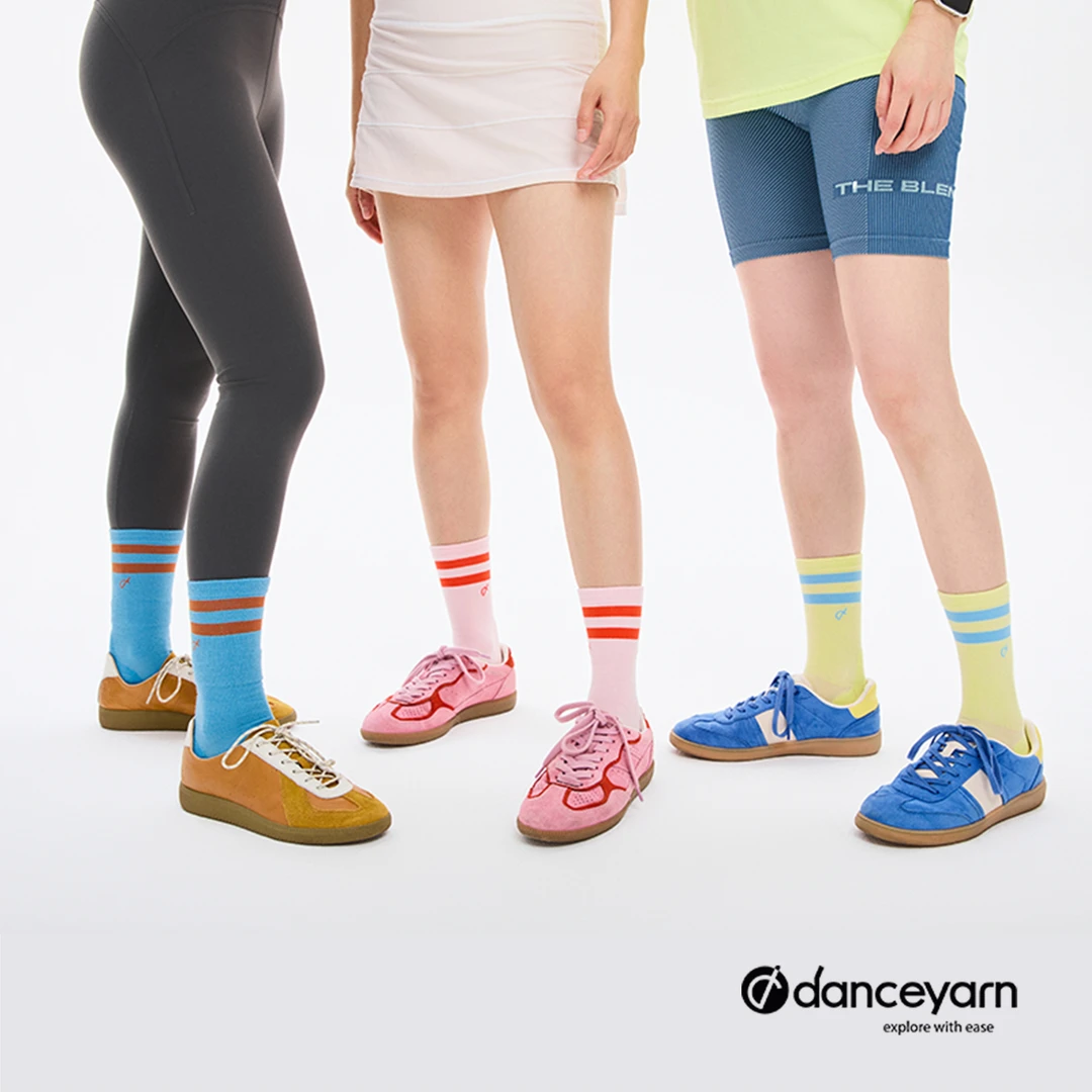 danceyarn A2轻量中筒美丽诺羊毛运动跑步袜亲肤透气定向缓震