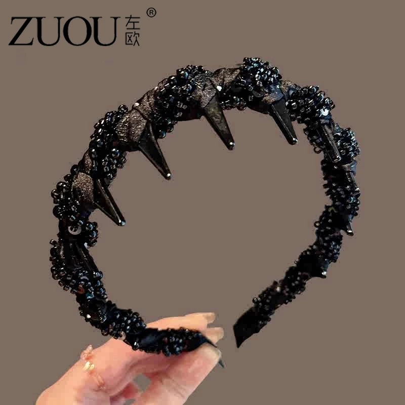 戴宁曼巴黎王妃发箍高颅顶轻奢带齿头箍时尚洋气手工串珠发捆头饰