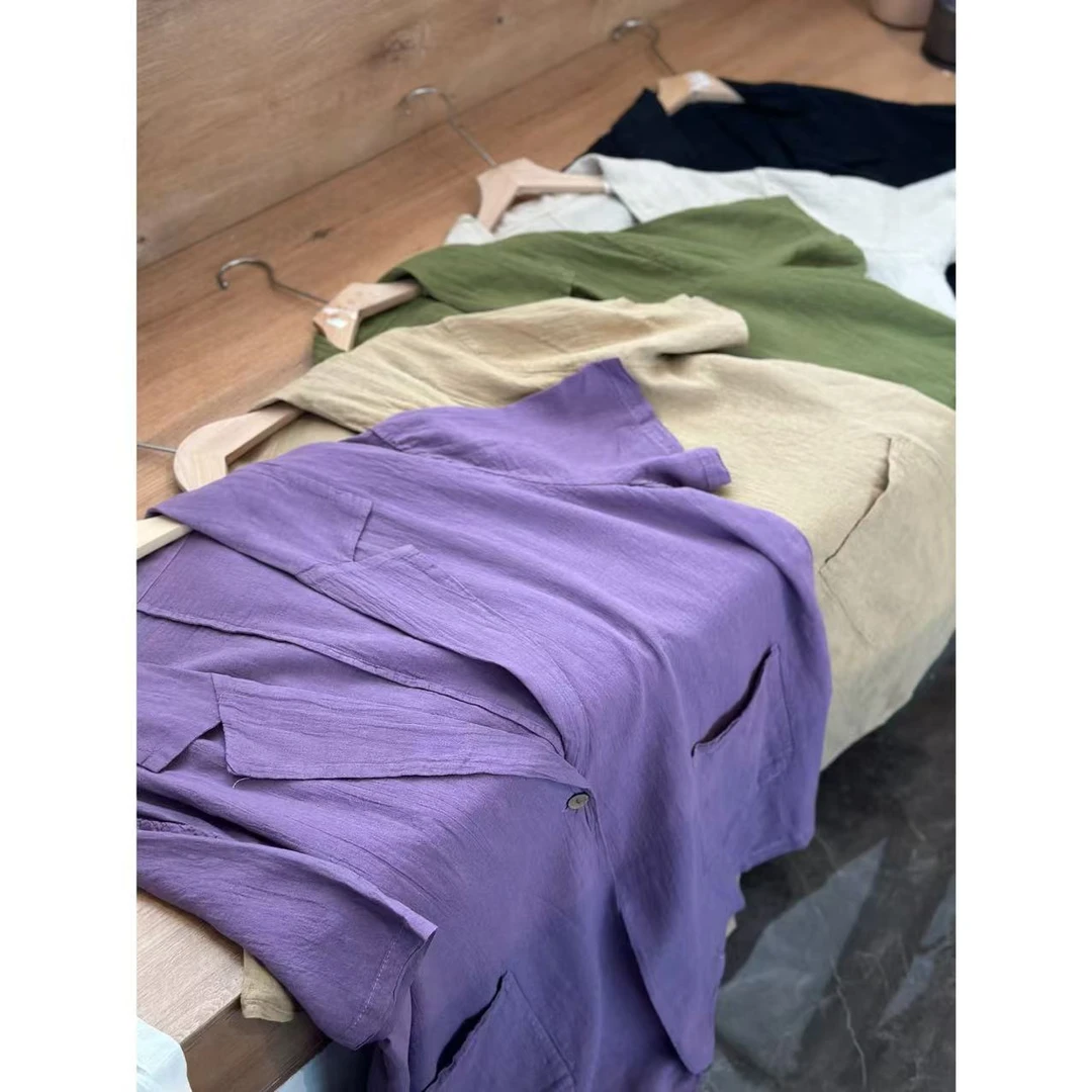 高端亚麻外套百搭上衣大码西装时尚休闲女  长78 胸围135