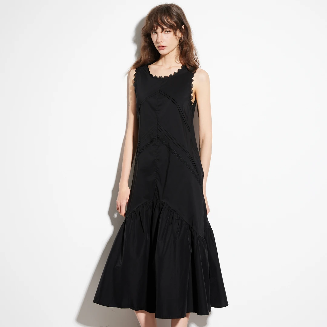 【女装优选WL】百家好蕾丝花边无袖连衣裙女2025夏长裙B0015C57842