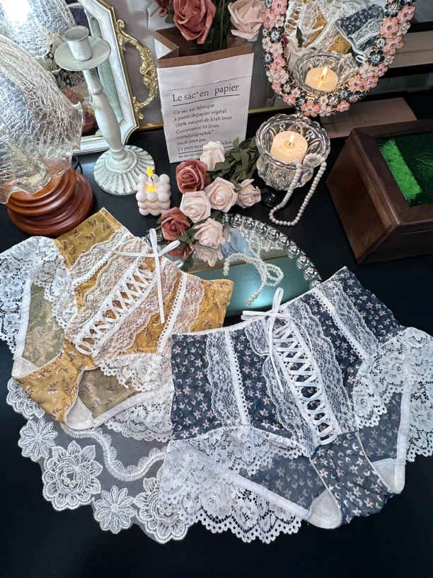 日系裙摆蕾丝大码女士内裤