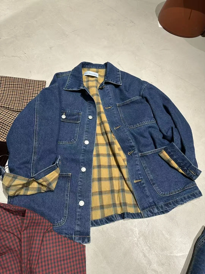 拼接设计口袋牛仔#7030
