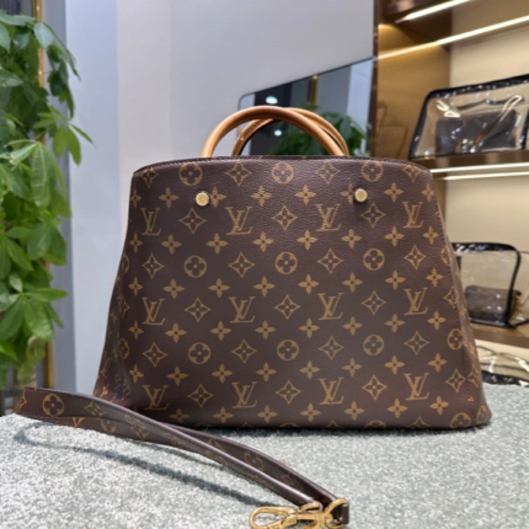 99新 LouisVuitton/路易威登 蒙田大号老花手提单肩包，经典款