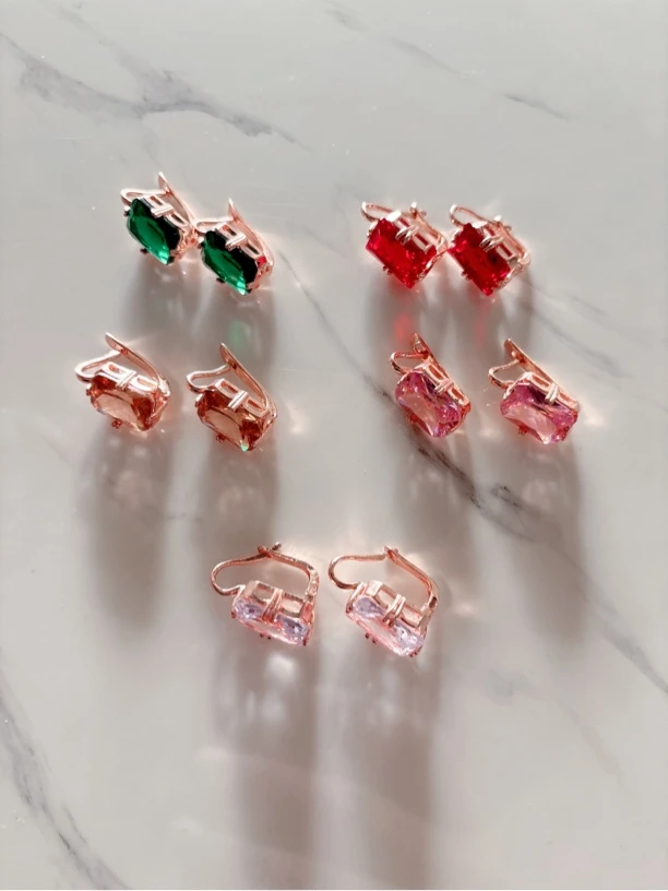 铜合金合成锆石耳饰 10长方形民族风时尚新款耳环