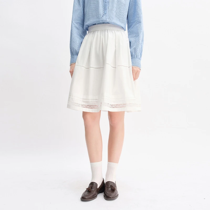 独束大码女装【甜美芭蕾风】多层打褶蕾丝花边半身裙25DS83272