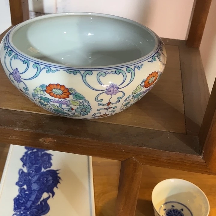 喝***敏青花斗彩水洗手工手绘