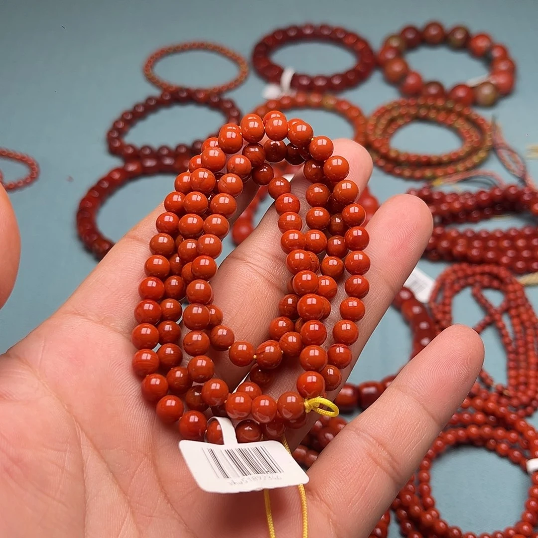 手链未镶嵌南红玛瑙柿子红卡6十