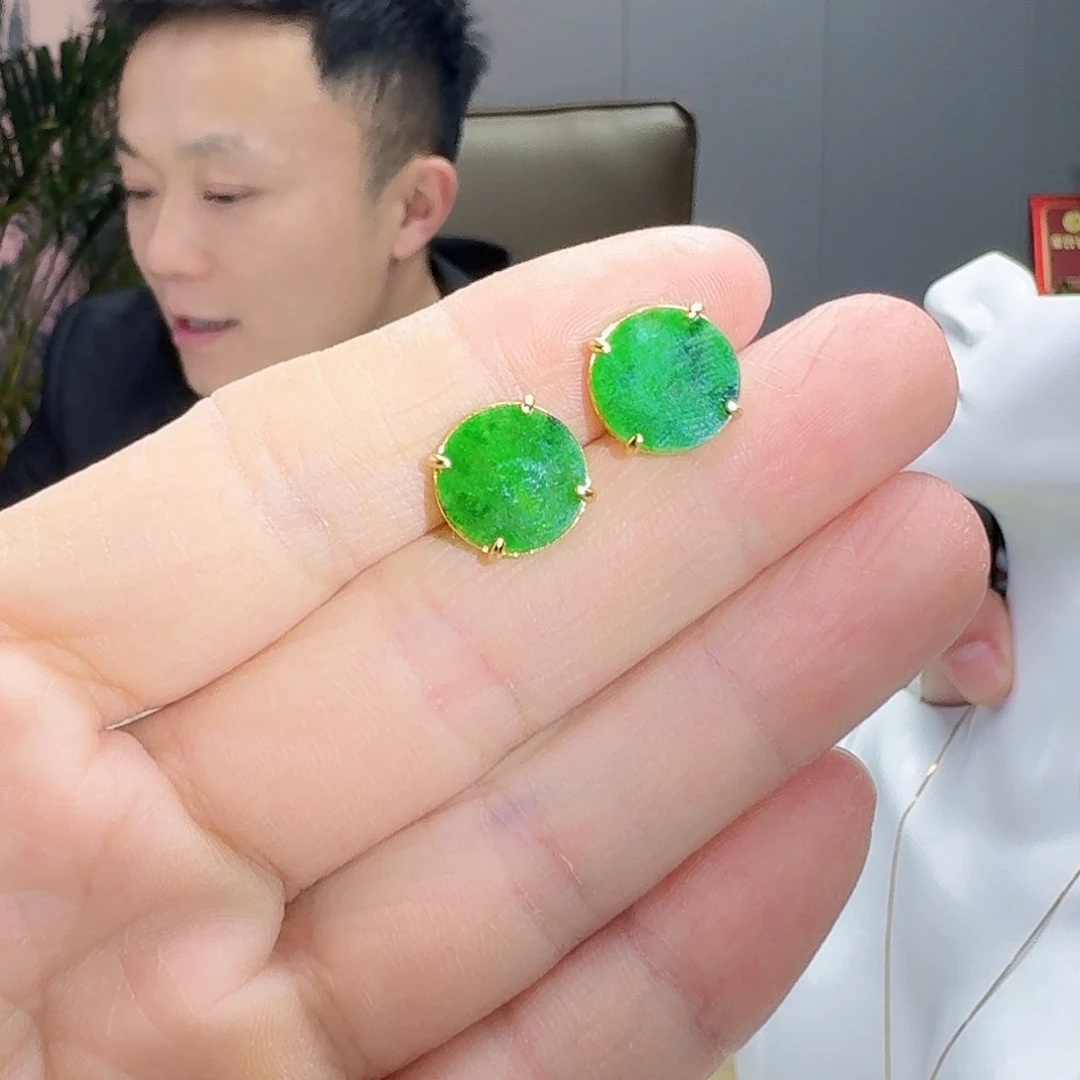 翡翠耳饰银S925镶嵌多样性发货其一