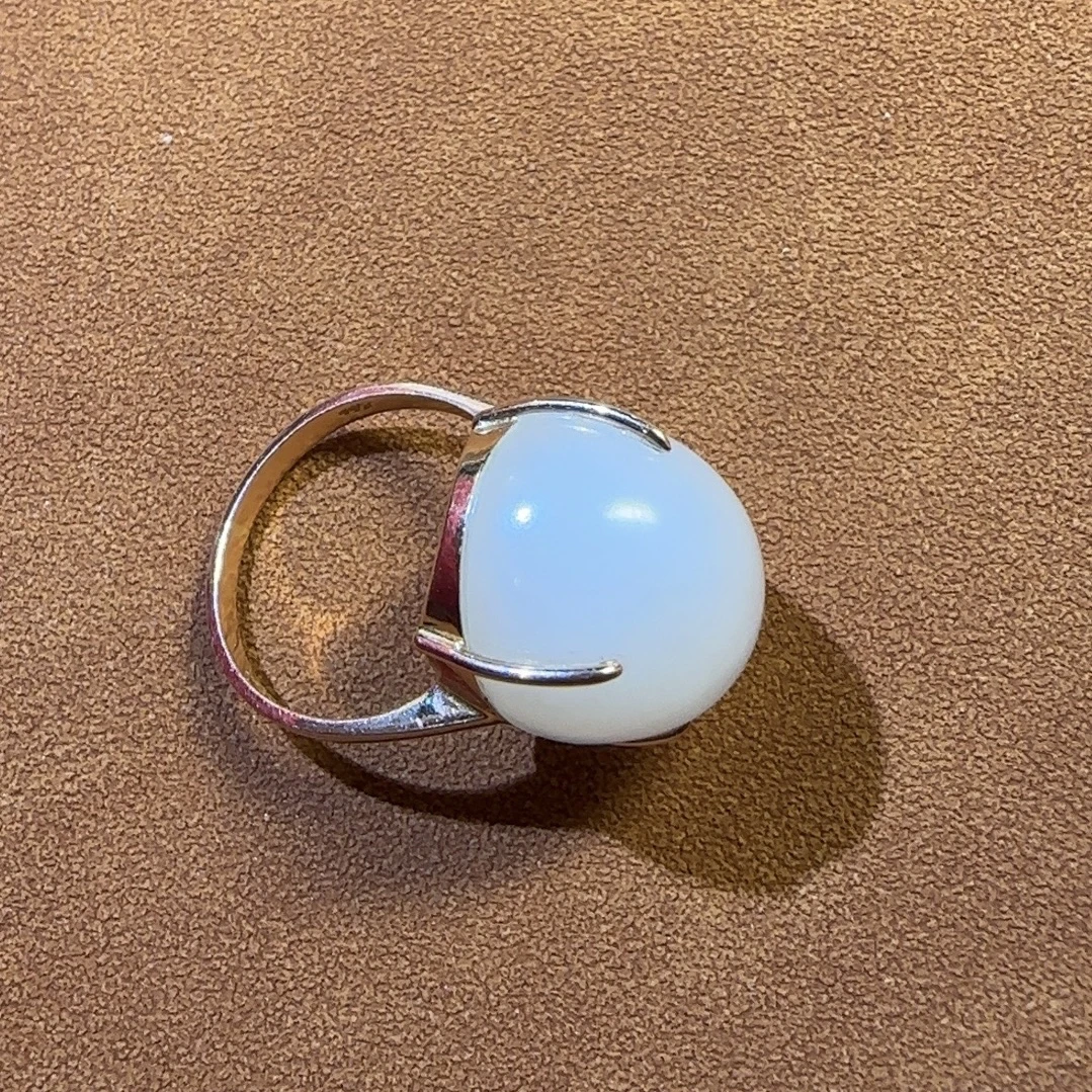 新疆和田玉羊脂18k金戒指