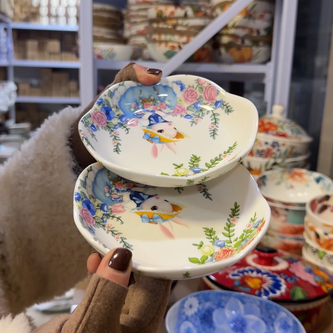 瓷5.5英寸南瓜兔小碟2只看图