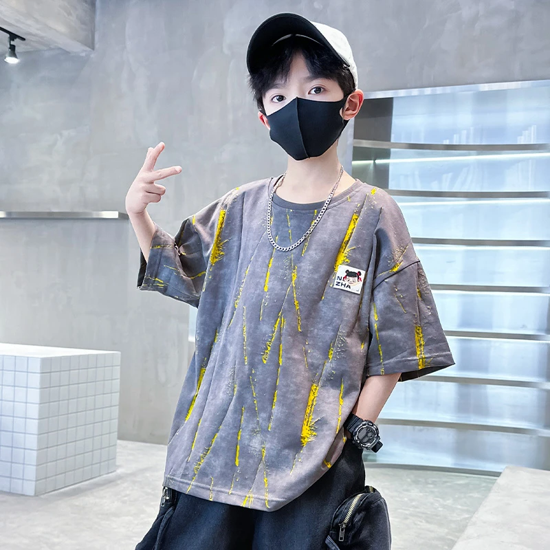 男童夏装新款短袖套装2025帅气儿童夏季中大童韩版男孩童装 TZ513