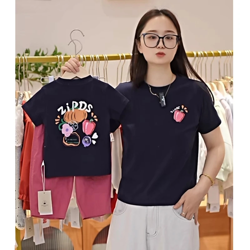 【亲子装】郝叔童品女童短袖T恤2025夏装新款洋气韩版潮HL5254