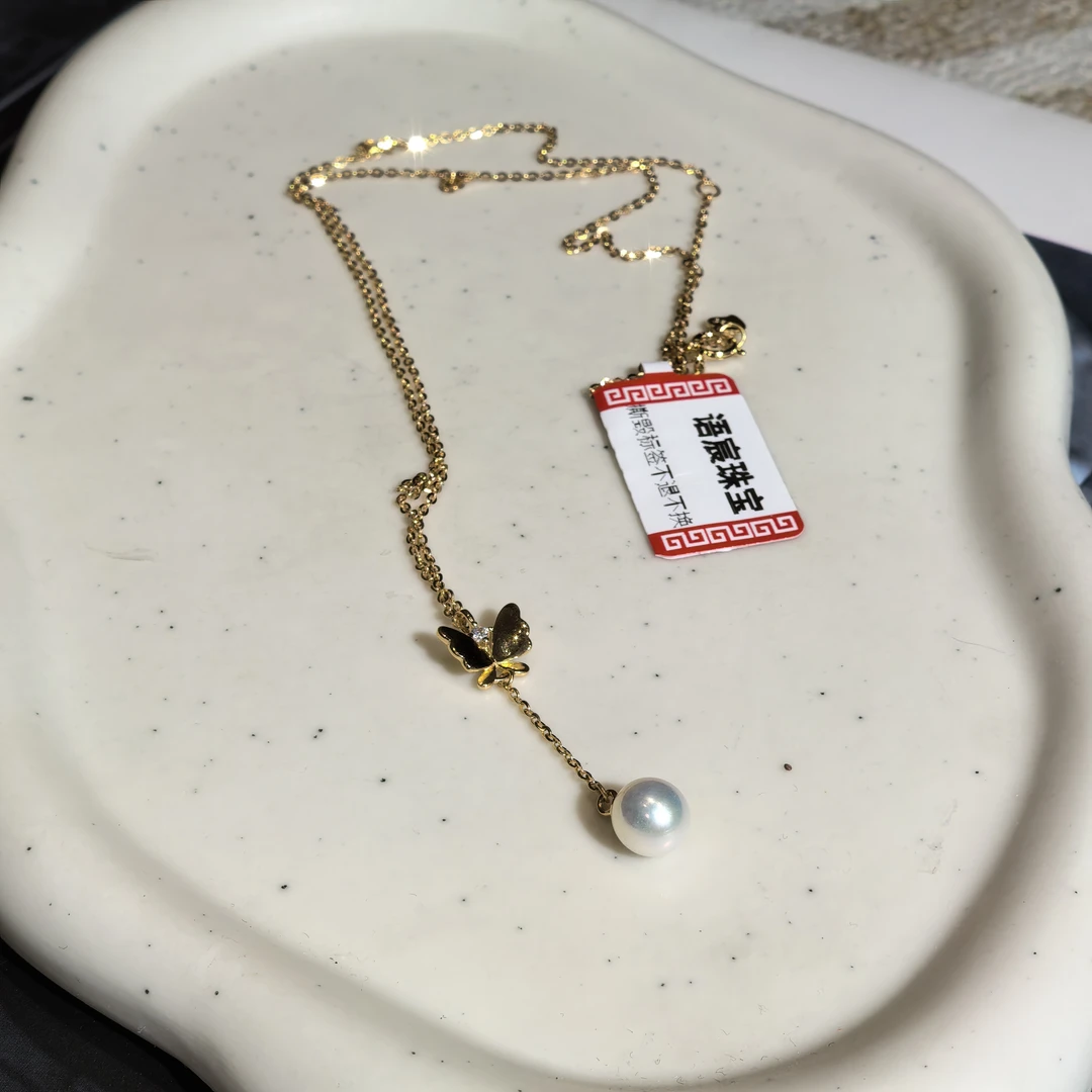 【A237】s925银蝴蝶6-7mm淡水珍珠套链