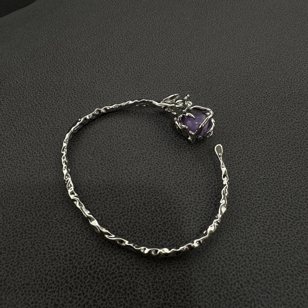 钛钢手链 潮牌情侣小众设计款可调节时尚百搭花朵手链 54543