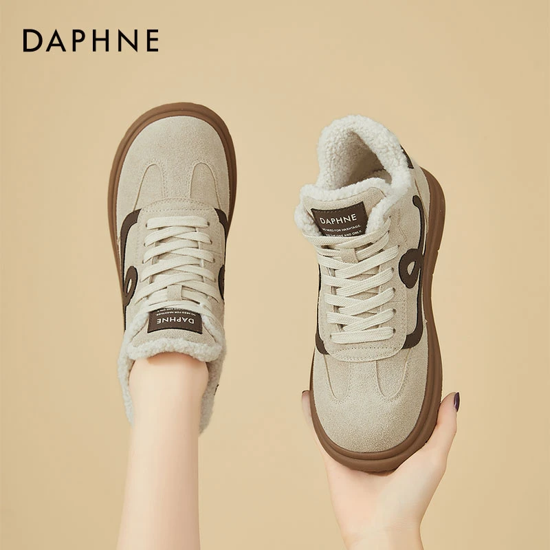 达芙妮运动鞋女款2025新款女鞋冬天加绒加厚女士保暖棉鞋冬季鞋子