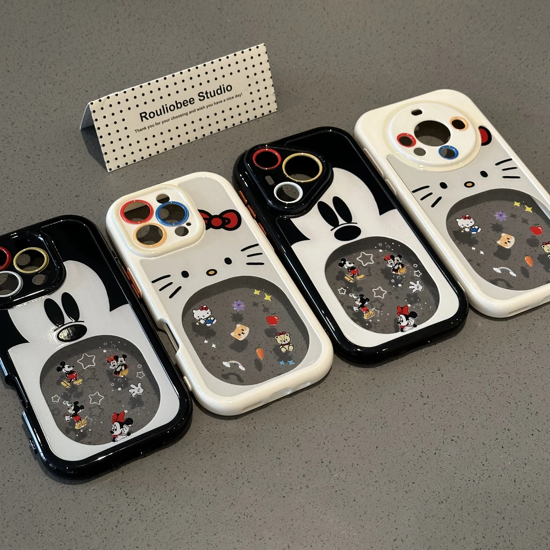 夕与空大嘴元素凯蒂米奇适用苹果16奶油手机壳华为vivo小米oppo