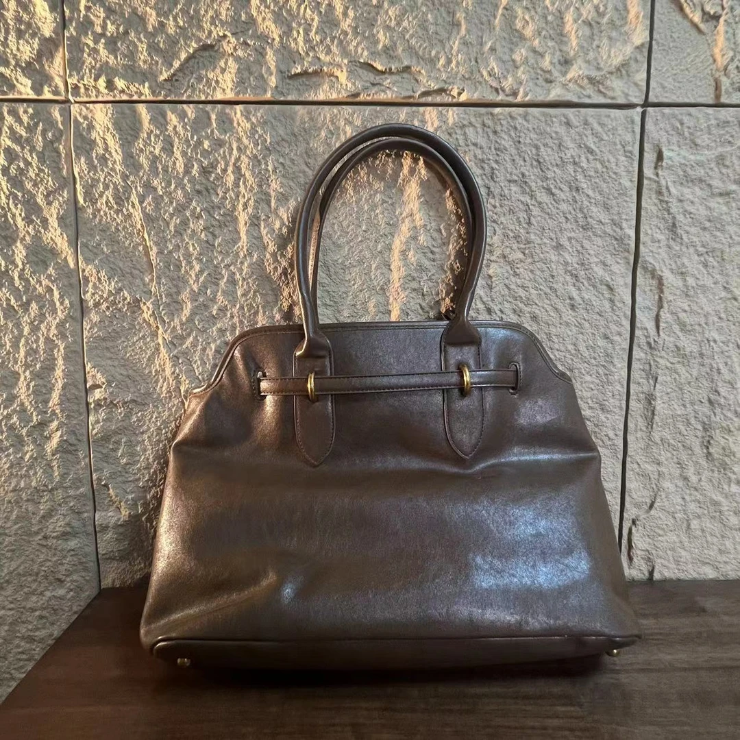 YNPO24年秋冬新款真皮重工女包 公文棕色