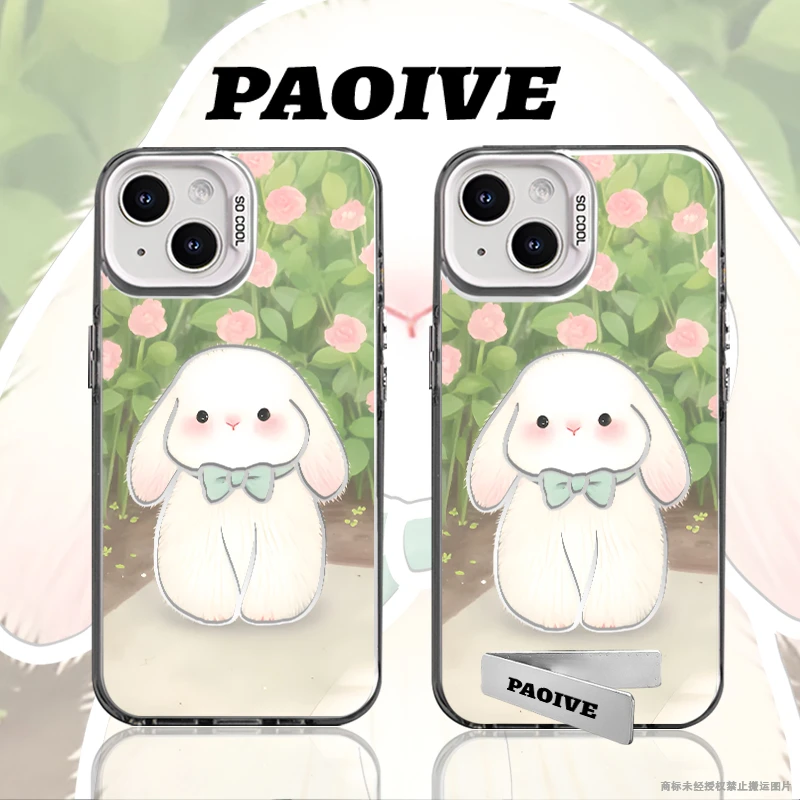 适用苹果华为vivo一加iPhone14小米三星兔子防摔彩银手机壳