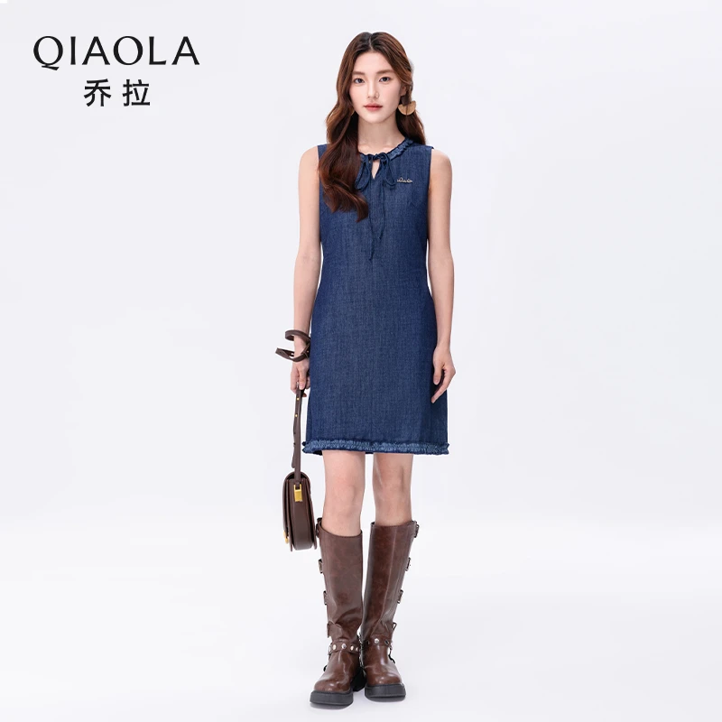 QIAOLA/乔拉【格温德林】夏季新款无袖设计显瘦藏肉百搭连衣裙预售