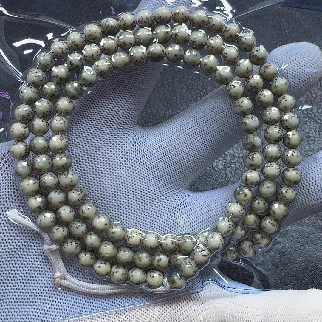 星月菩提手串7mm石玉料圆珠留白
