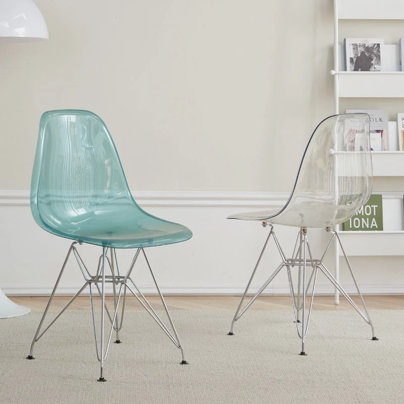 新疆包邮伊姆斯椅子现代简约家用靠背凳子北欧洽谈幽灵椅透明塑料