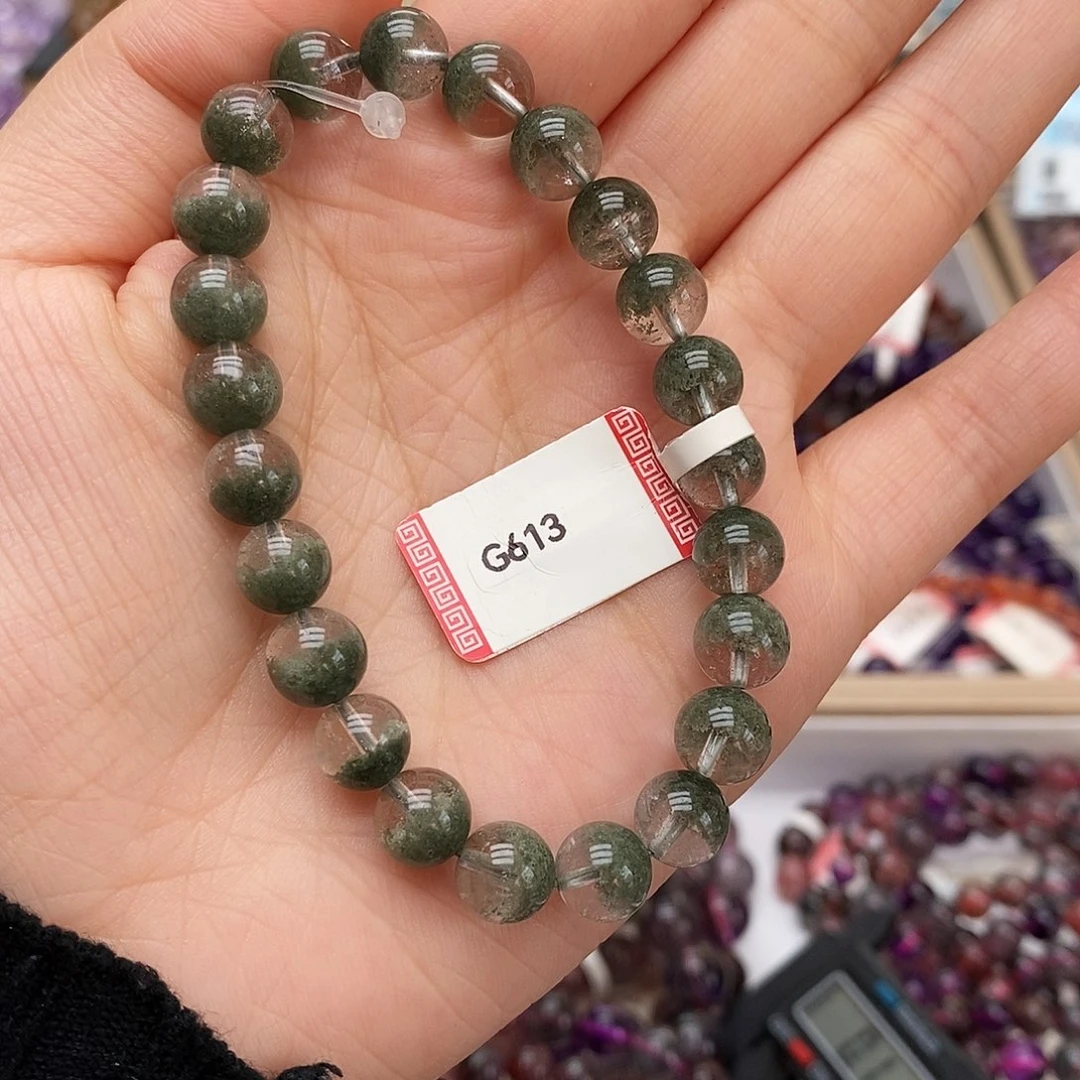 未镶嵌手链水晶G613 绿幽灵 聚宝盆 8m+
