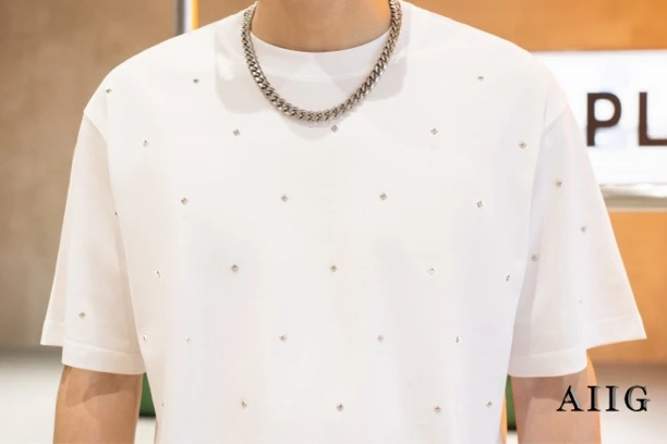 夏季男士短袖铆钉阔版时尚潮流棉T恤