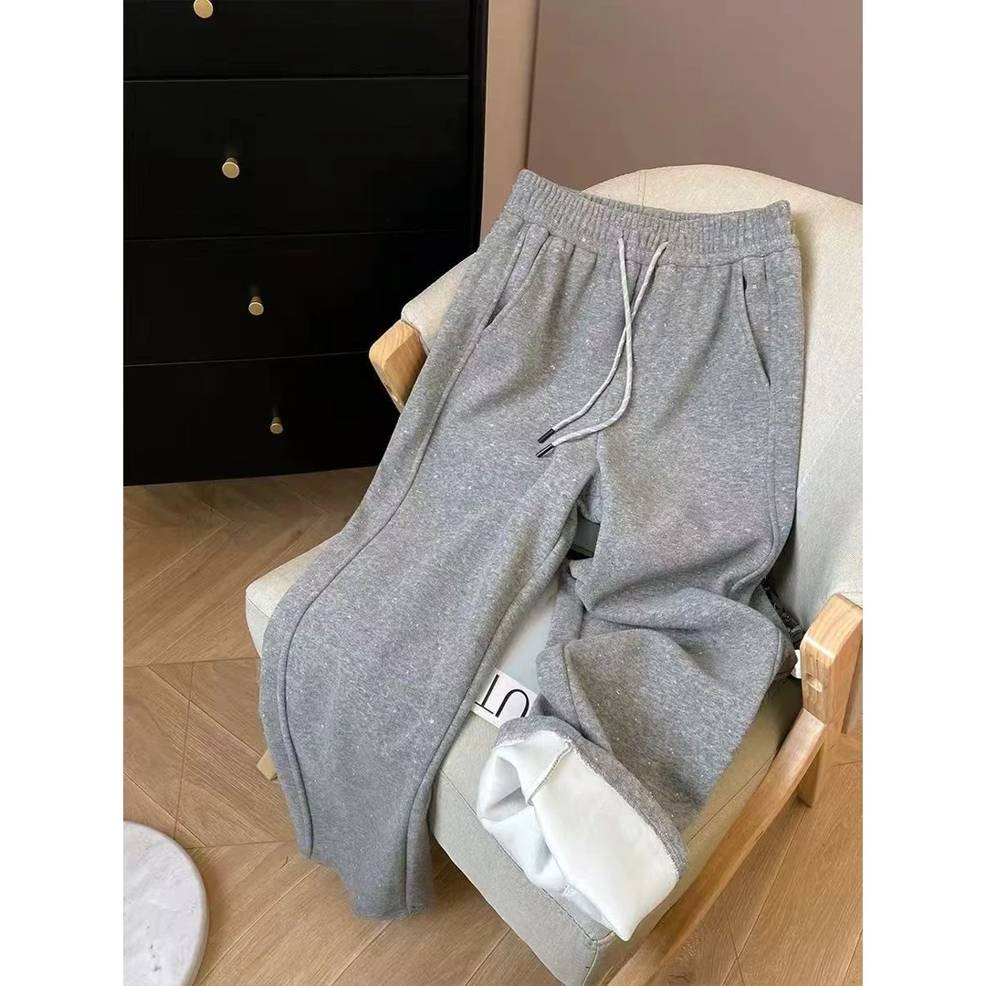 25530 欧货洋气加绒烫钻阔腿弯刀裤 F80三楼