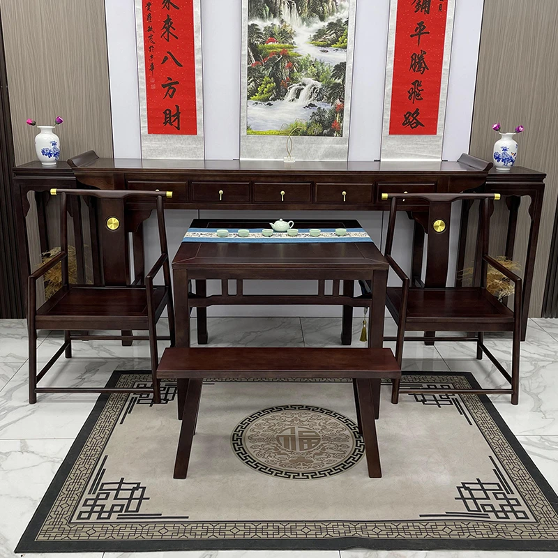 乌金木实木农村中堂六件套（定制）