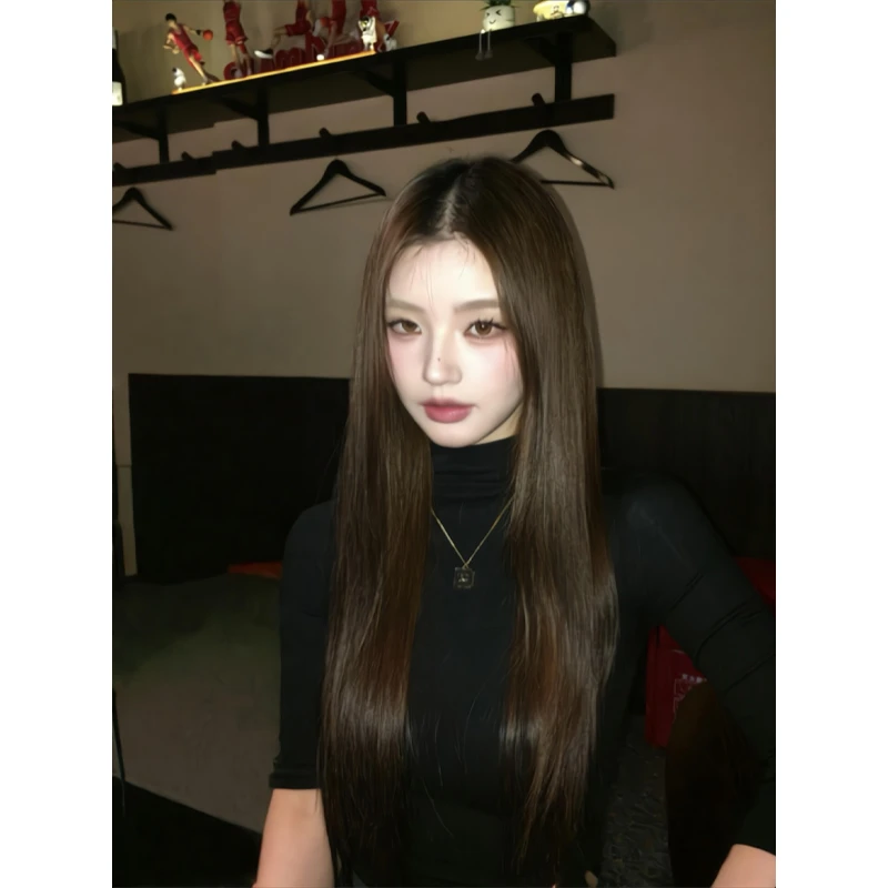 修身短款半高领半袖上衣美式正肩短袖T恤半身裙包臀裙辣妹短裙女