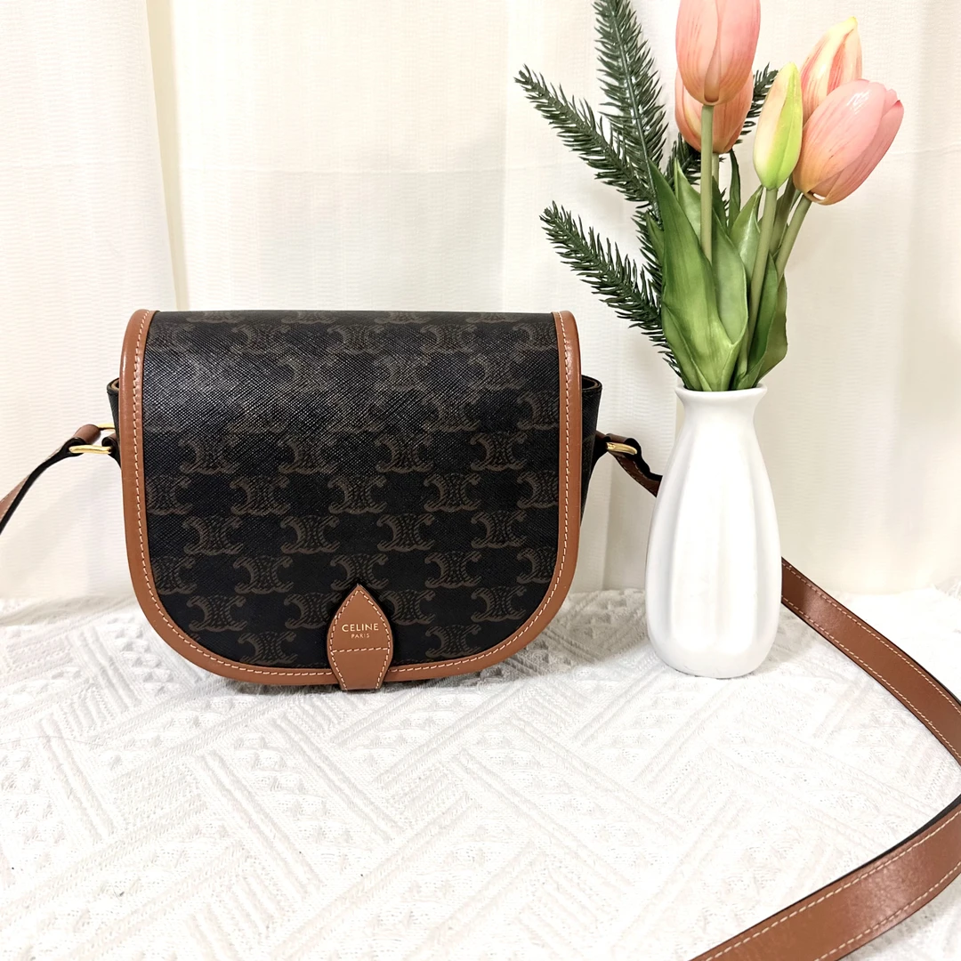 99新 Celine/思琳 经典老花马鞍包斜挎单肩