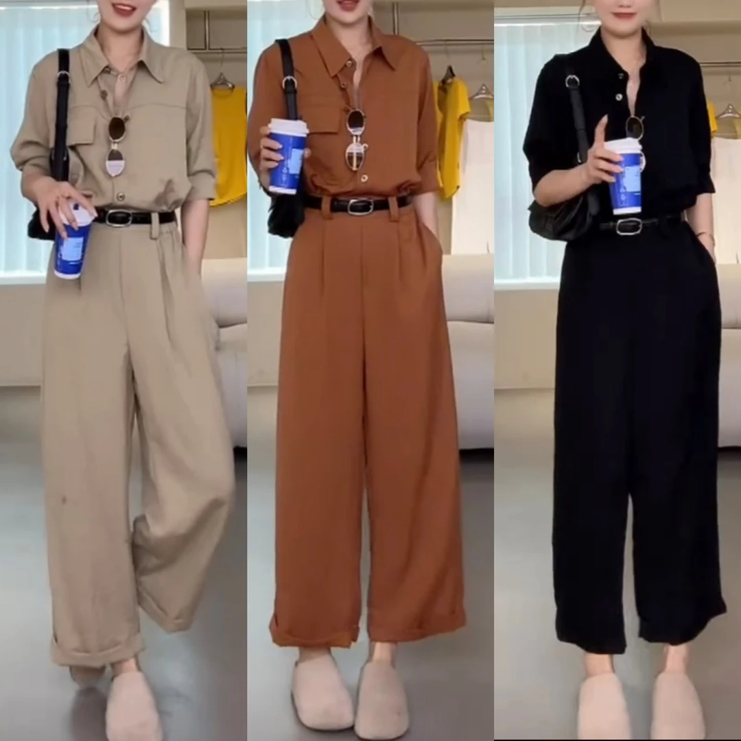 新款夏季薄款设计感透气棉麻连体裤宽松显瘦洋气减龄连体裤