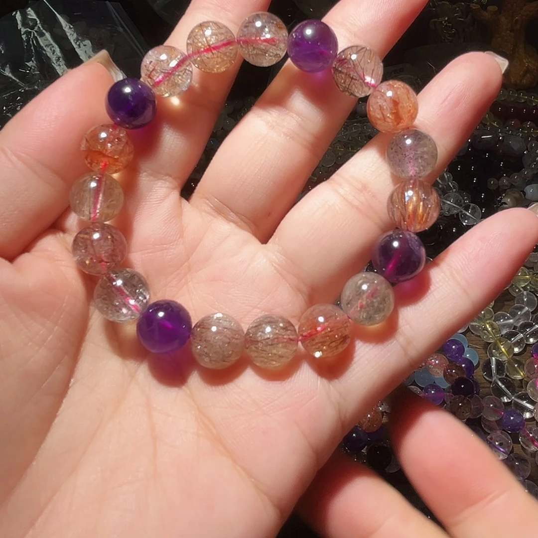 水晶手链未镶嵌黑加仑超七10毫米