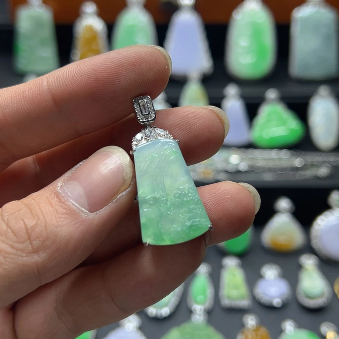 颈饰银S925镶嵌翡翠天然翡翠