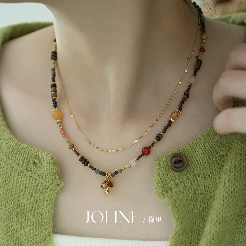 「焦糖堡」串珠项链女原创设计叠戴复古美拉德配饰